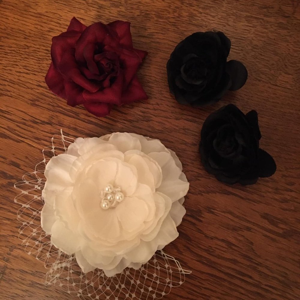 Goth Flower Hair Clip/Pin Set